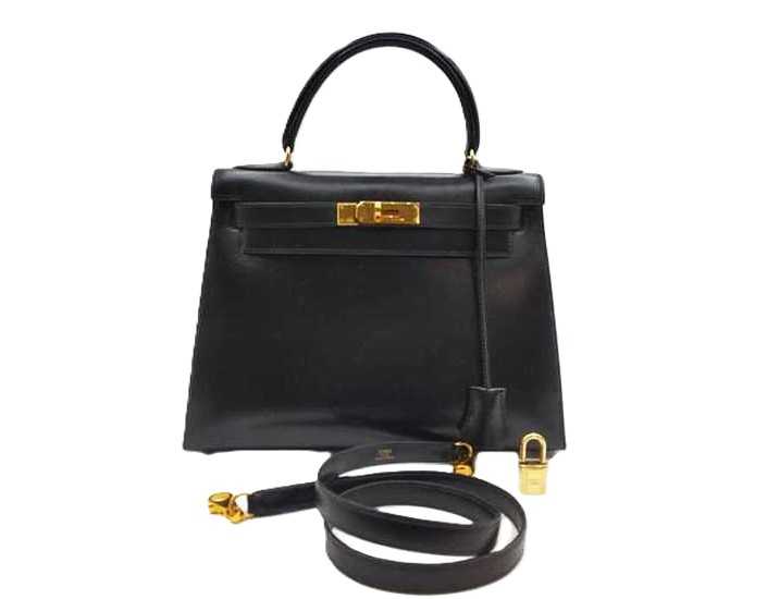 エルメス ケリー28 ルトゥルネ ブラック ボックスカーフ